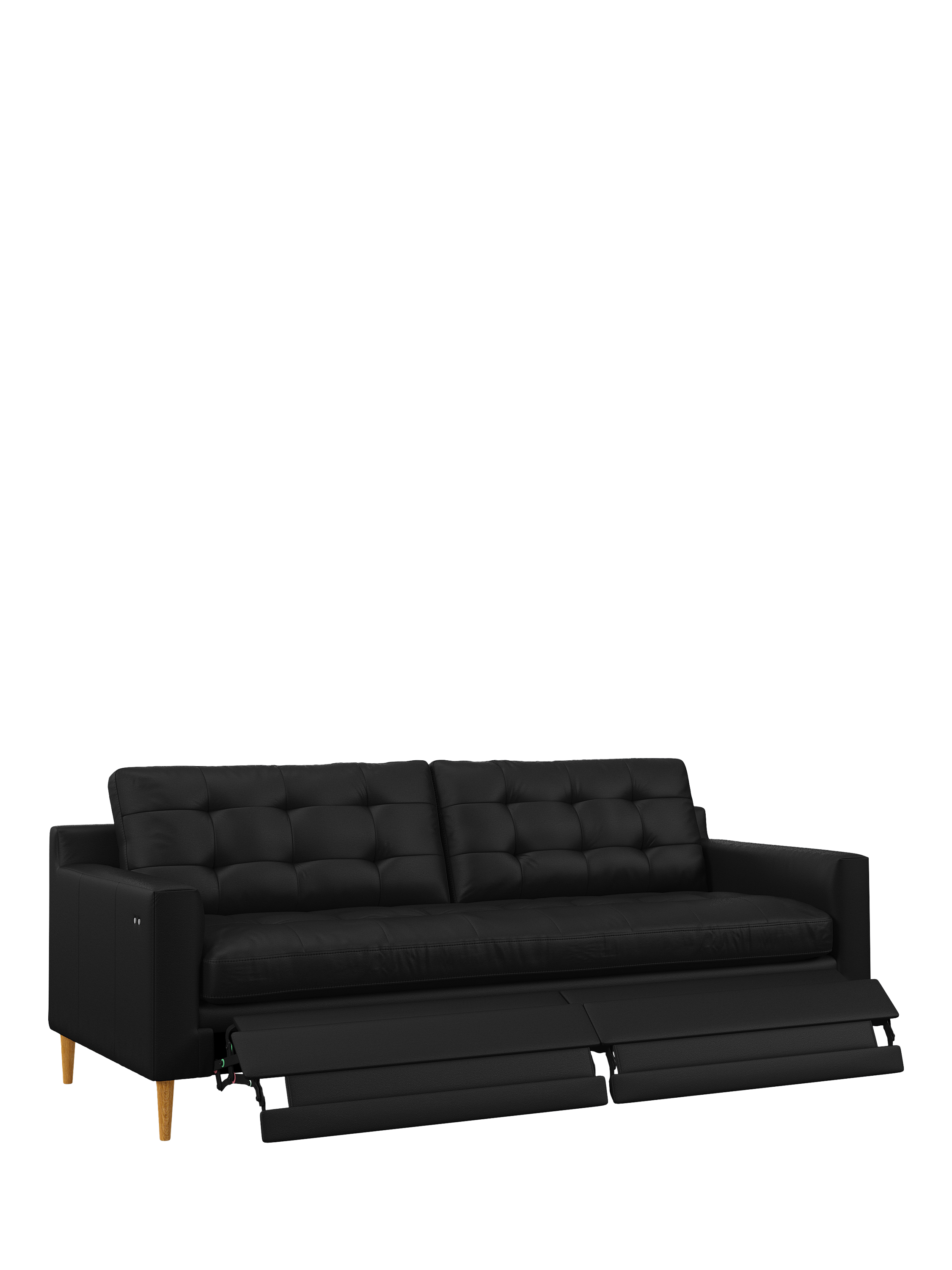 Draper II Range, John Lewis Draper II Motion Large 3 Seater Leather Sofa, Light Leg, Matt Black