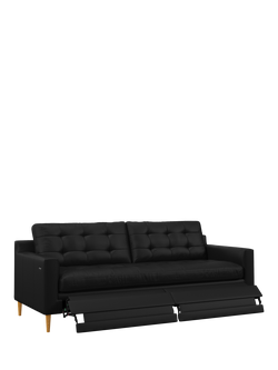 John Lewis Draper II Motion Large 3 Seater Leather Sofa, Light Leg, Matt Black