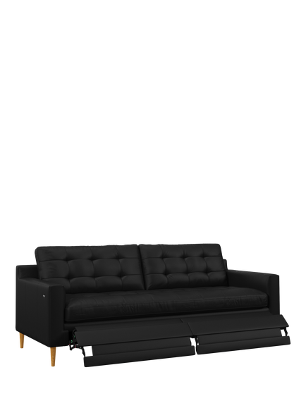 John Lewis Draper II Motion Large 3 Seater Leather Sofa, Light Leg, Matt Black