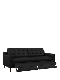 John Lewis Draper II Motion Large 3 Seater Leather Sofa, Dark Leg, Matt Black