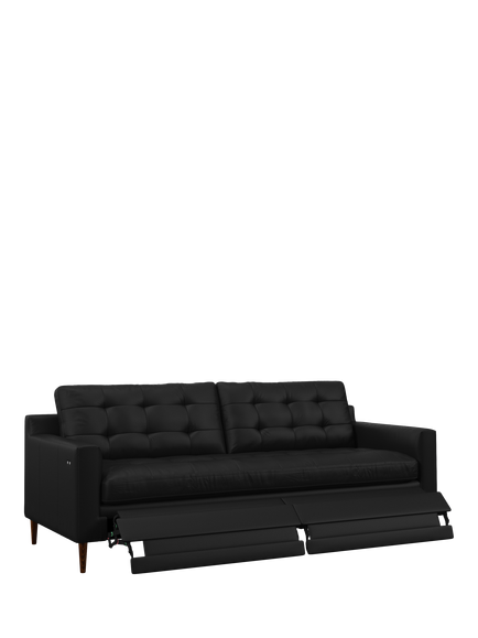 John Lewis Draper II Motion Large 3 Seater Leather Sofa, Dark Leg, Matt Black