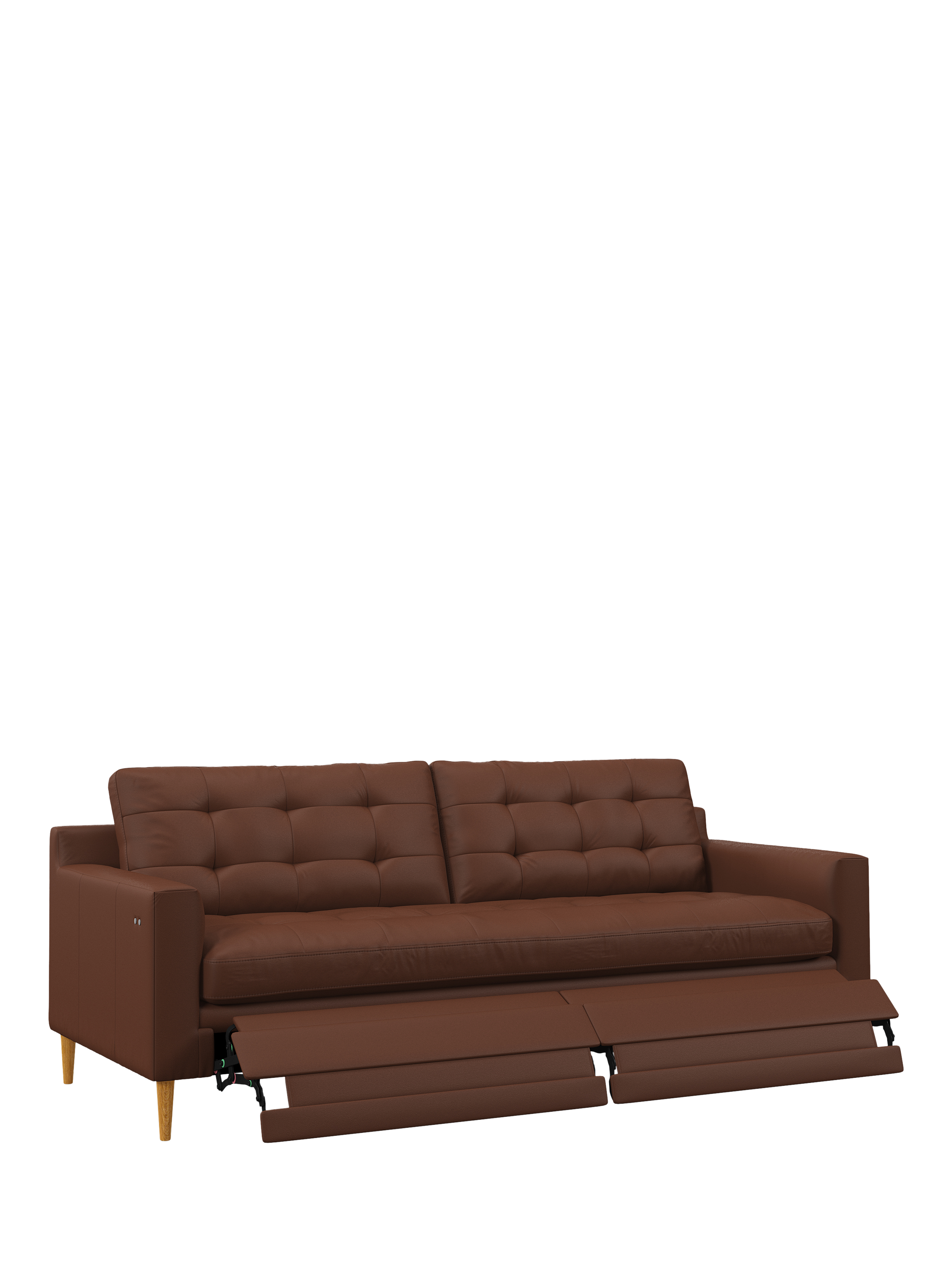 Draper II Range, John Lewis Draper II Motion Large 3 Seater Leather Sofa, Light Leg, Matt Chestnut