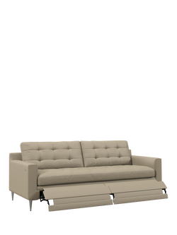 John Lewis Draper II Motion Large 3 Seater Leather Sofa, Metal Leg, Matt Pearl