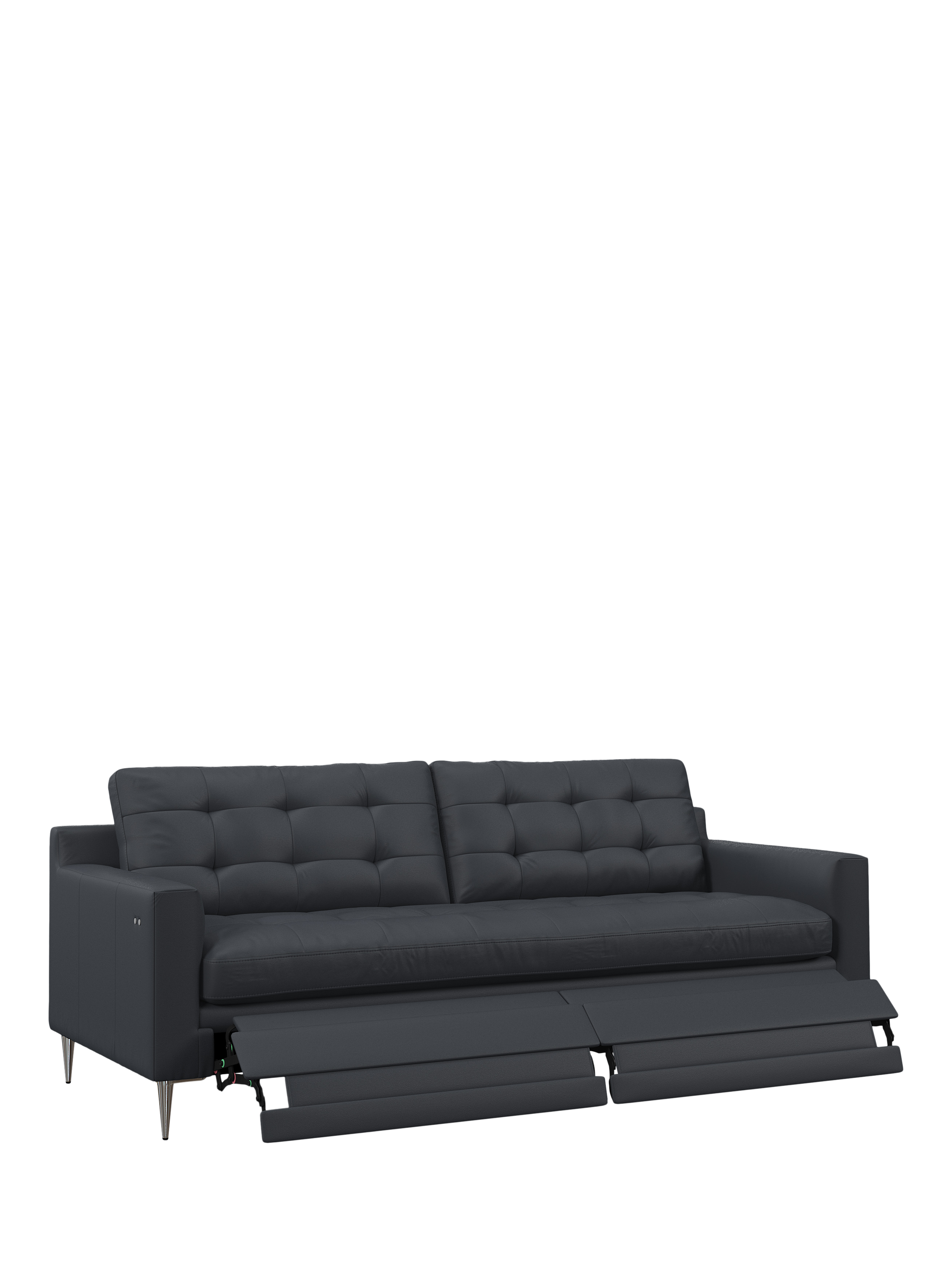Draper II Range, John Lewis Draper II Motion Large 3 Seater Leather Sofa, Metal Leg, Matt Navy