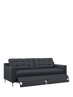 John Lewis Draper II Motion Large 3 Seater Leather Sofa, Metal Leg, Matt Navy