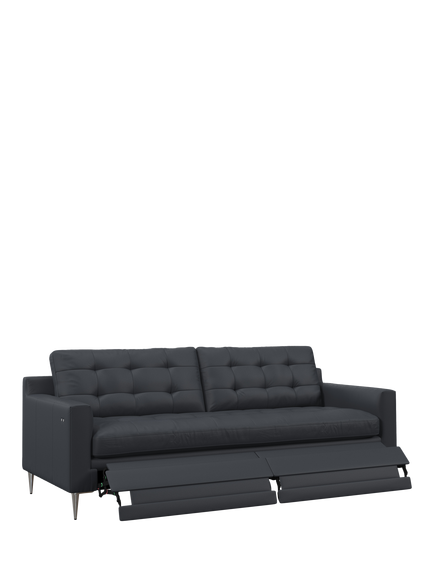 John Lewis Draper II Motion Large 3 Seater Leather Sofa, Metal Leg, Matt Navy