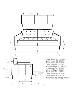 John Lewis Draper II Motion Large 3 Seater Leather Sofa, Metal Leg - view 2, Matt Navy