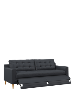 John Lewis Draper II Motion Large 3 Seater Leather Sofa, Light Leg, Matt Navy