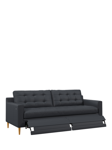 John Lewis Draper II Motion Large 3 Seater Leather Sofa, Light Leg, Matt Navy