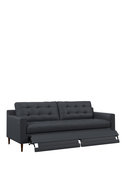 John Lewis Draper II Motion Large 3 Seater Leather Sofa, Dark Leg, Matt Navy