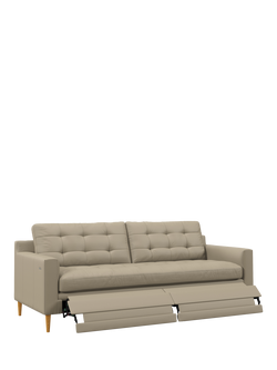 John Lewis Draper II Motion Large 3 Seater Leather Sofa, Light Leg, Matt Pearl