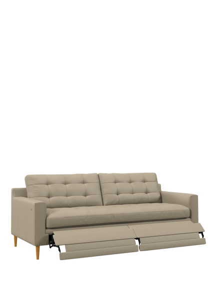 John Lewis Draper II Motion Large 3 Seater Leather Sofa, Light Leg, Matt Pearl