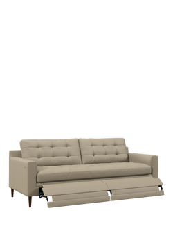 John Lewis Draper II Motion Large 3 Seater Leather Sofa, Dark Leg, Matt Pearl