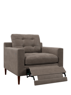 John Lewis Draper II Motion Leather Chair, Dark Leg, Demetra Grey