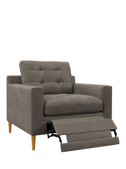 John Lewis Draper II Motion Leather Armchair, Light Leg, Demetra Grey