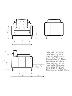 John Lewis Draper II Motion Leather Armchair, Light Leg - view 2, Demetra Grey