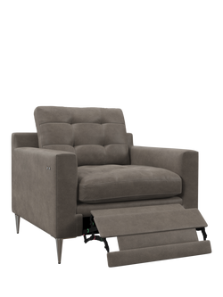 John Lewis Draper II Motion Leather Armchair, Metal Leg, Demetra Grey