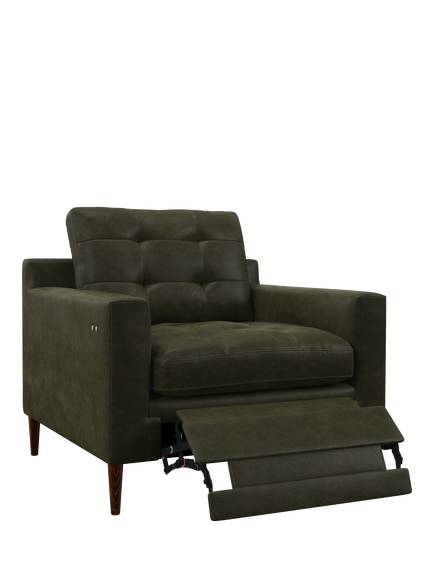 John Lewis Draper II Motion Leather Chair, Dark Leg, Demetra Green
