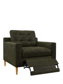 John Lewis Draper II Motion Leather Armchair, Light Leg, Demetra Green