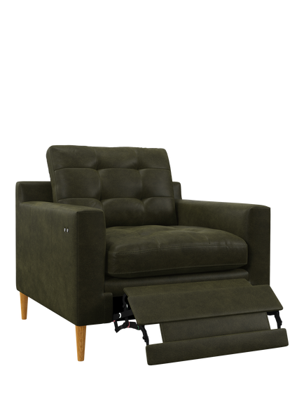 John Lewis Draper II Motion Leather Armchair, Light Leg, Demetra Green