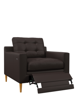 John Lewis Draper II Motion Leather Armchair, Light Leg, Matt Chocolate