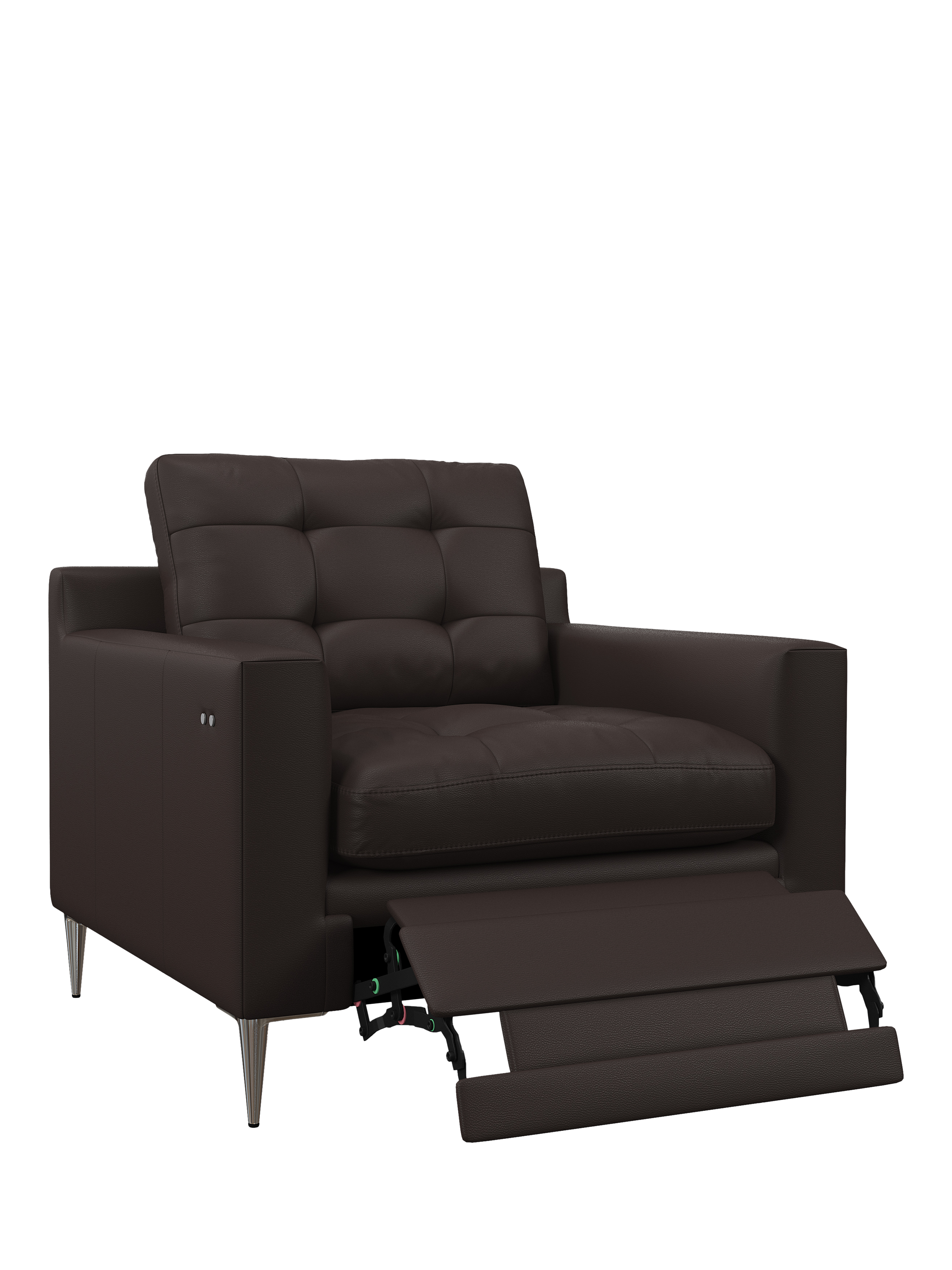Draper II Range, John Lewis Draper II Motion Leather Armchair, Metal Leg, Matt Chocolate