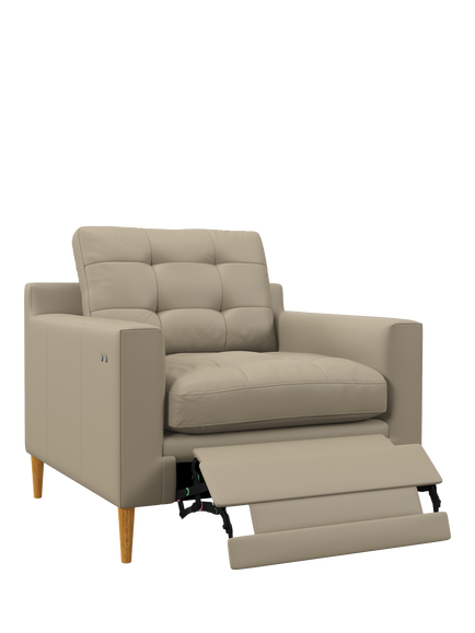 John Lewis Draper II Motion Leather Armchair, Light Leg, Matt Pearl