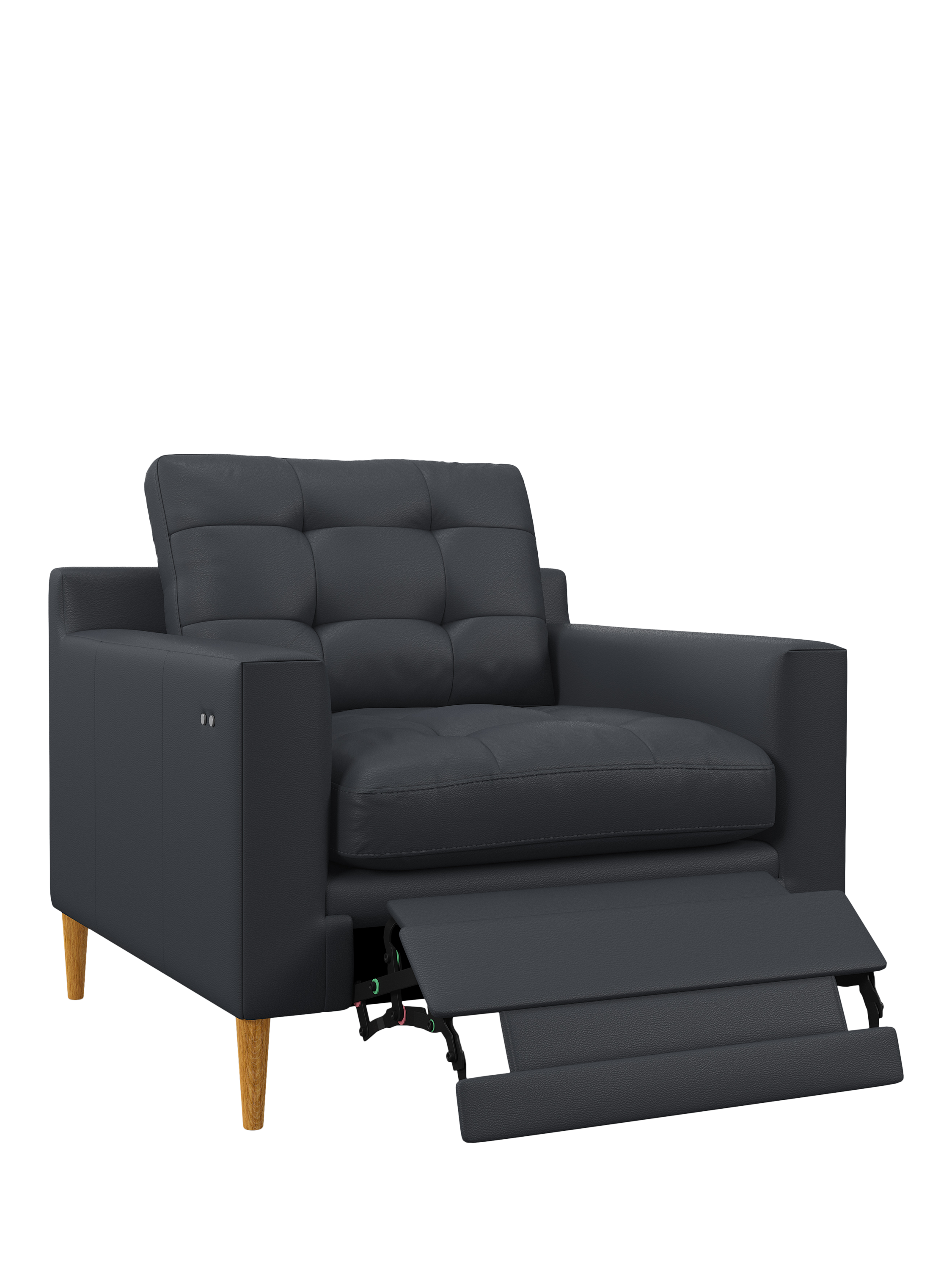 Draper II Range, John Lewis Draper II Motion Leather Armchair, Light Leg, Matt Navy