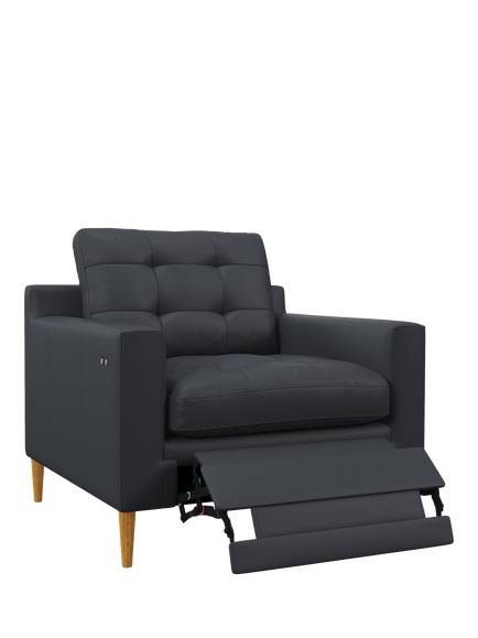 John Lewis Draper II Motion Leather Armchair, Light Leg, Matt Navy