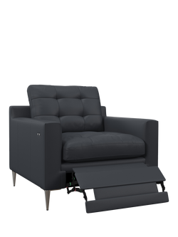 John Lewis Draper II Motion Leather Armchair, Metal Leg, Matt Navy