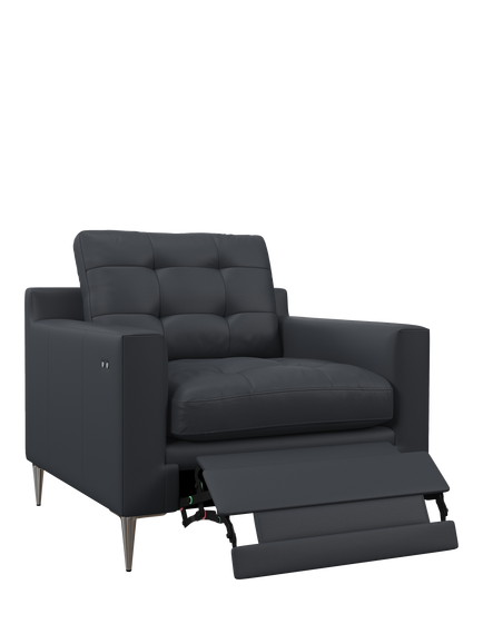 John Lewis Draper II Motion Leather Armchair, Metal Leg, Matt Navy