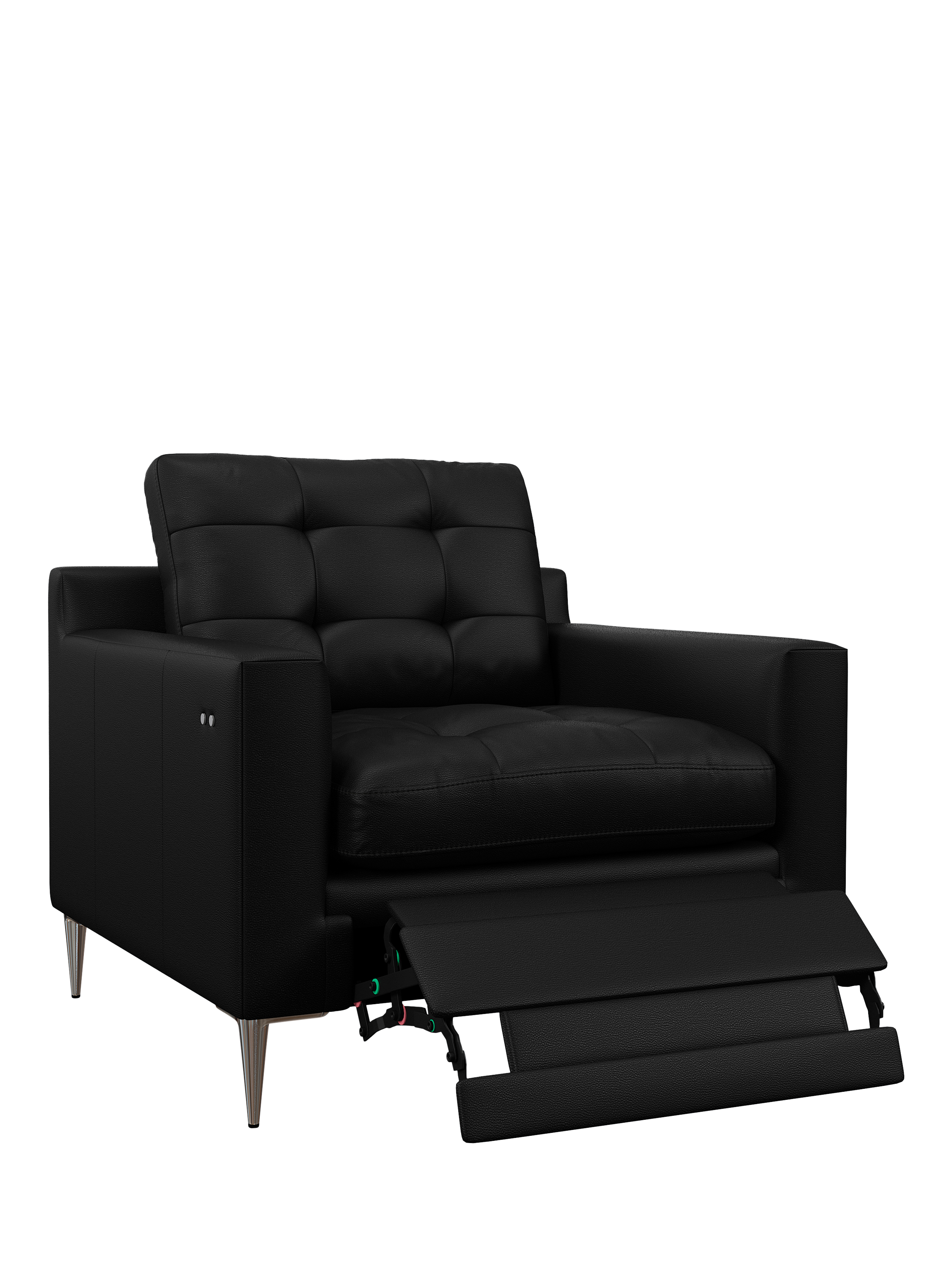 Draper II Range, John Lewis Draper II Motion Leather Armchair, Metal Leg, Matt Black