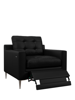 John Lewis Draper II Motion Leather Armchair, Metal Leg, Matt Black