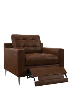 John Lewis Draper II Motion Leather Armchair, Metal Leg, Vintage Toffee, Vintage Toffee