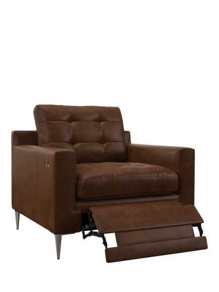 John Lewis Draper II Motion Leather Armchair, Metal Leg, Vintage Toffee, Vintage Toffee