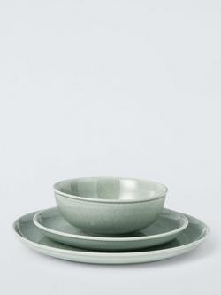 John Lewis Iona Stoneware Dinner Plate, 27cm - view 2, Green