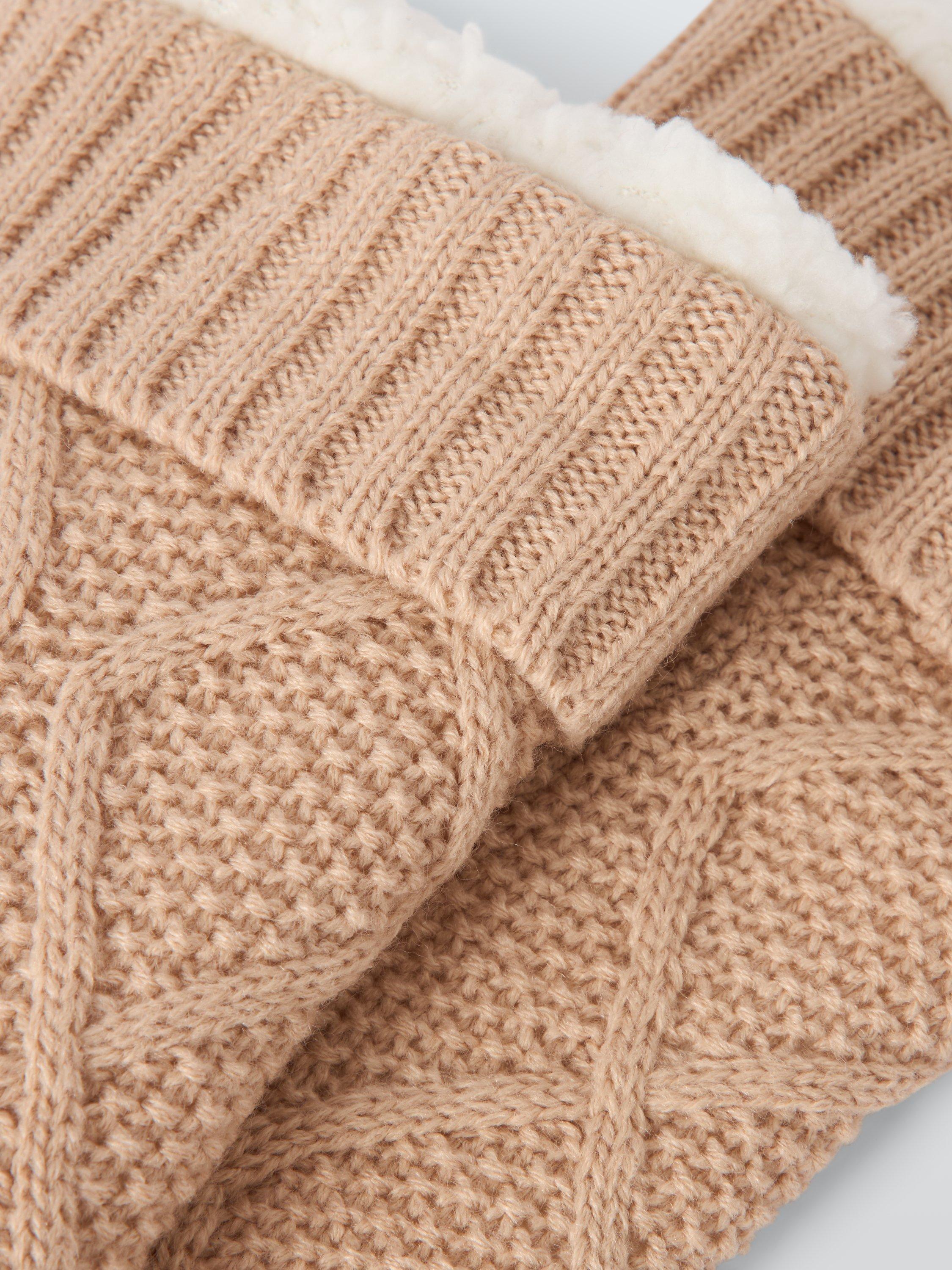 Product image 2 of 2, which shows John Lewis Diamond Knit Lounge Socks, Mocha