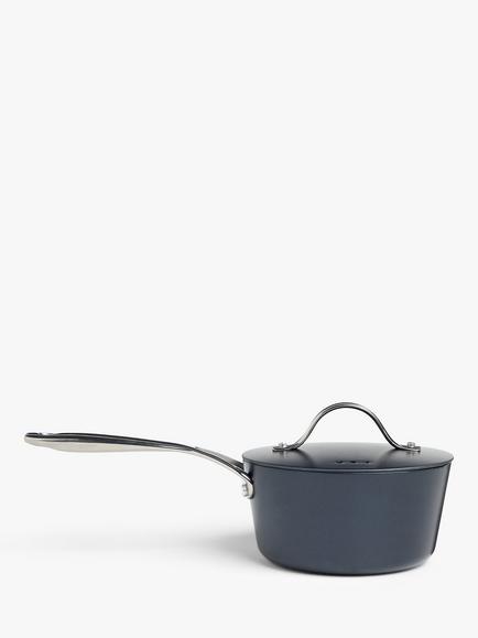 John Lewis Aluminium Ceramic Non-Stick Saucepan & Lid, Black