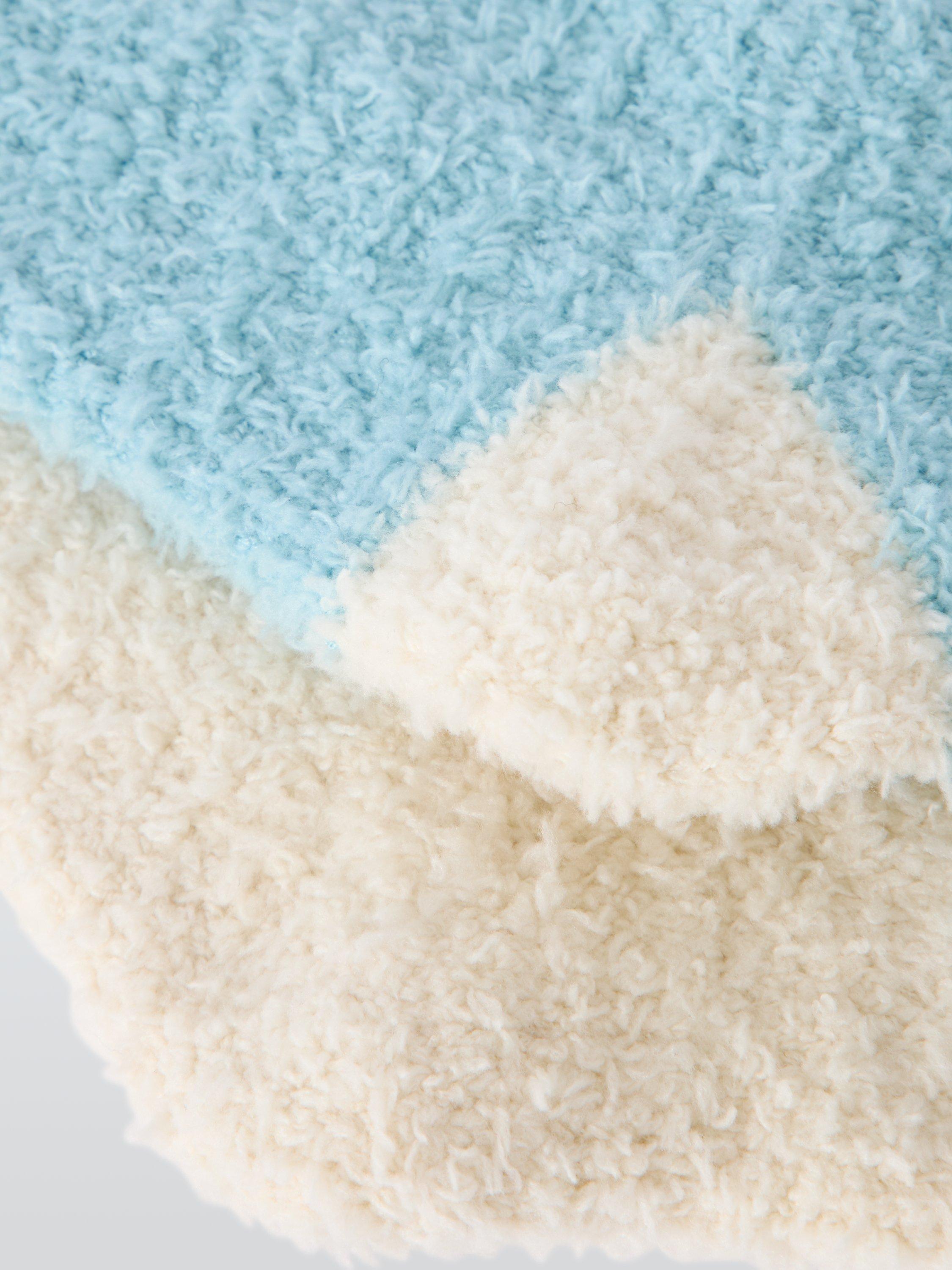 Product image 2 of 2, which shows John Lewis Fluffy Lounge Socks, Pack of 2, Blue/Cream