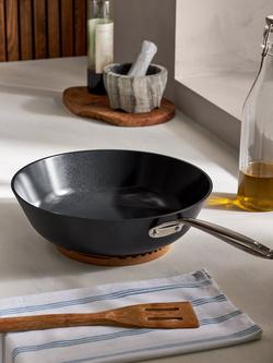 John Lewis Aluminium Ceramic Non-Stick Wok, 30cm - view 2, Black