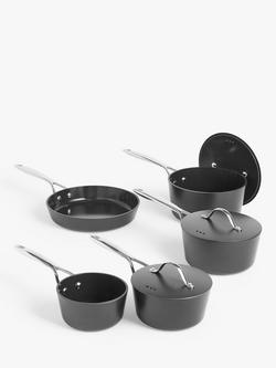 John Lewis Aluminium Ceramic Non-Stick Pan Set, 5 Piece, Black