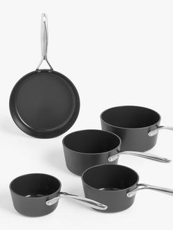 John Lewis Aluminium Ceramic Non-Stick Pan Set, 5 Piece - view 2, Black