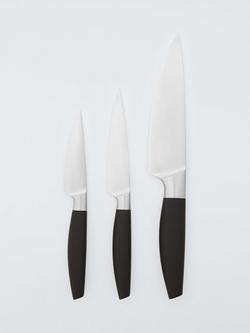 John Lewis Soft Grip Stainless Steel Kitchen Knife Set, 3 Piece, 