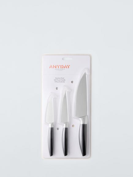 John Lewis Soft Grip Stainless Steel Kitchen Knife Set, 3 Piece - view 2, 