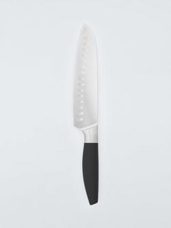 John Lewis Soft Grip Stainless Steel Santoku Knife, 17.8cm, 
