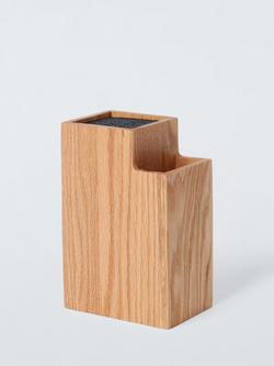 John Lewis Universal Square Empty Knife Block & Utensil Pot, FSC-Certified (Oak Wood), Natural, Natural