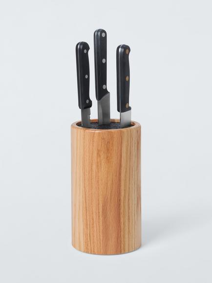 John Lewis Universal Round Empty Knife Block, FSC-Certified (Oak Wood), Natural - view 2, Natural
