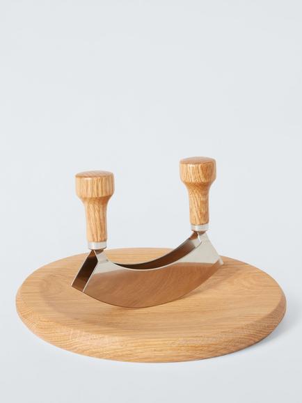 John Lewis Lifestyle Double Blade Mezzaluna & Oak Board, 
