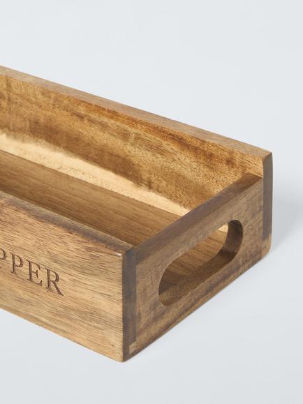 John Lewis Acacia Wood Salt & Pepper Crate - view 2, Natural