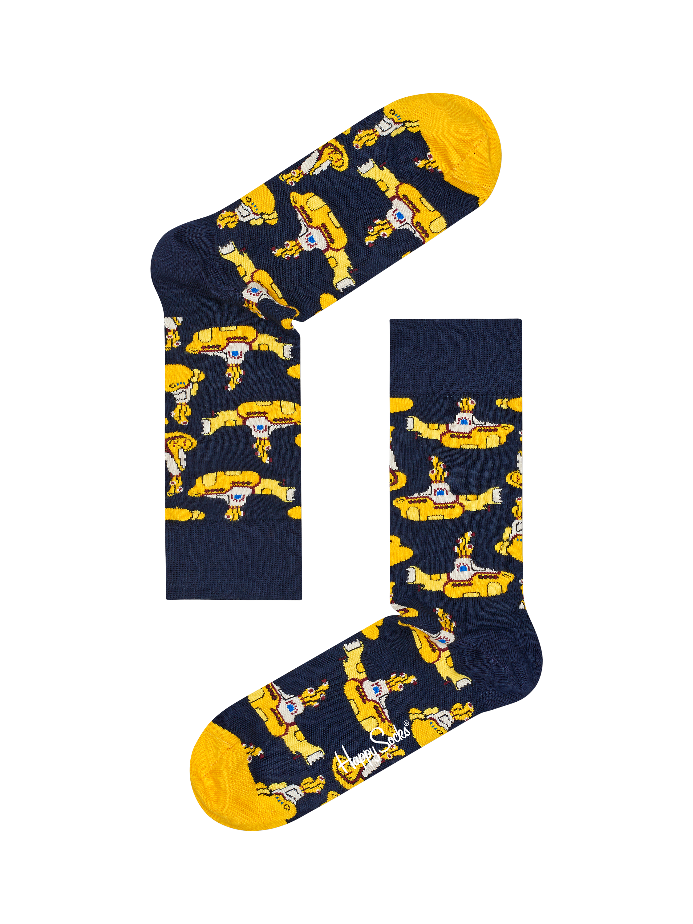Product image 2 of 4, which shows Happy Socks The Beatles Yellow Submarine Socks, Navy/Multi, One Size